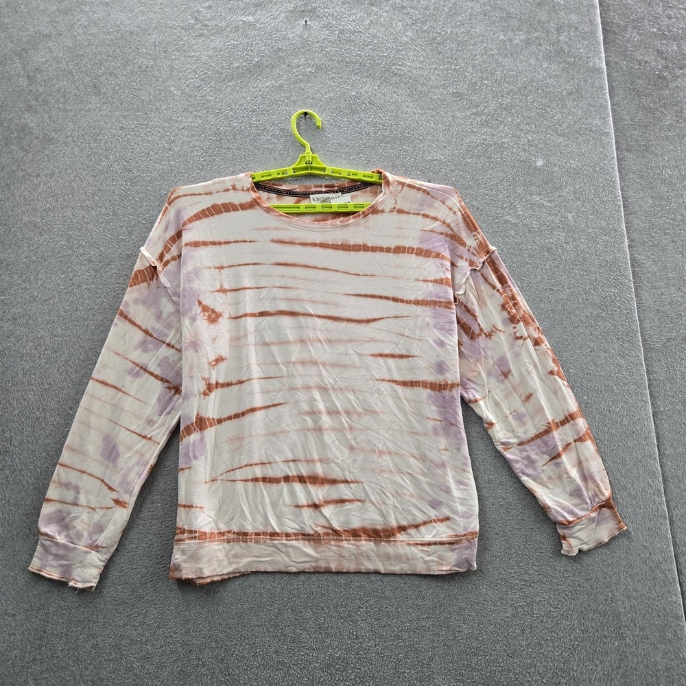 Knox Rose Women Sweater XL White Tie Dye Crew Neck Pullover NWT